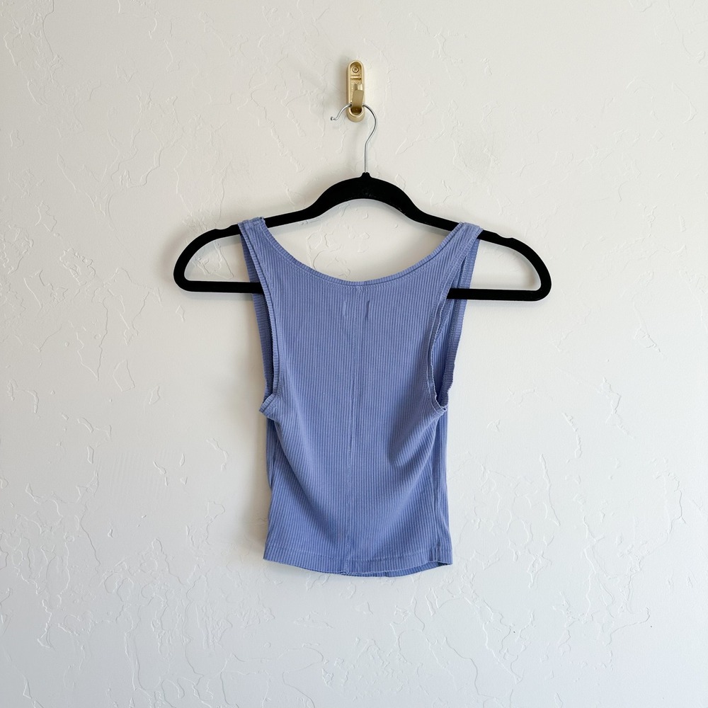 BDG | OU Ribbed Cropped Thin Cami Tank in Periwinkle Blue - Picture 3 of 6